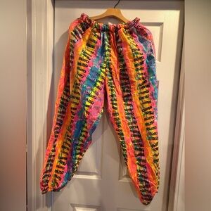 Vibrant Retro  80s 90s parachute pants, Made in the USA Unisex size L